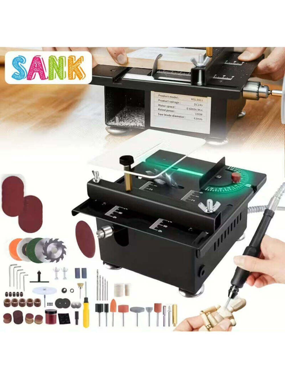 SMini Table Saw, Multi-functional Portable, Sanding, Drilling